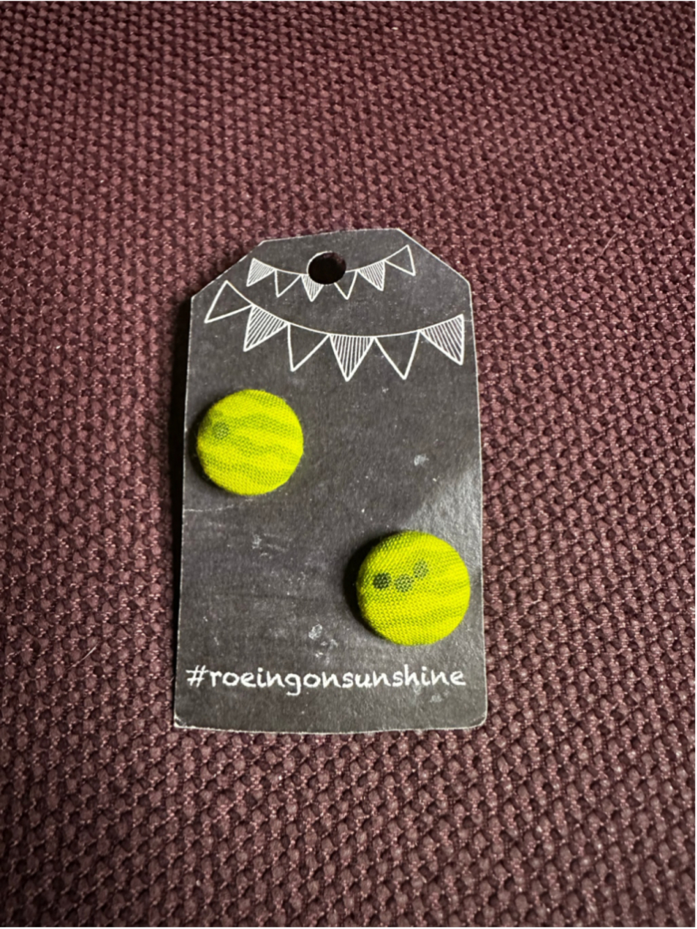 Green Fabric Stud Earrings